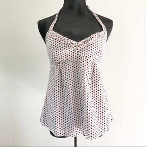 J. Crew Factory Polka Dot Ruffle Halter Tie Top